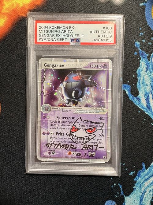 Pokemon Card Gengar Ex 108/112 - Mitsuhiro Arita Signed PSA Auto 9 mosaic style 