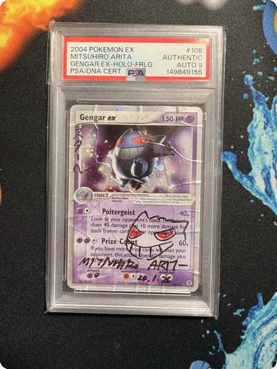 Pokemon Card Gengar Ex 108/112 - Mitsuhiro Arita Signed PSA Auto 9 mosaic style 